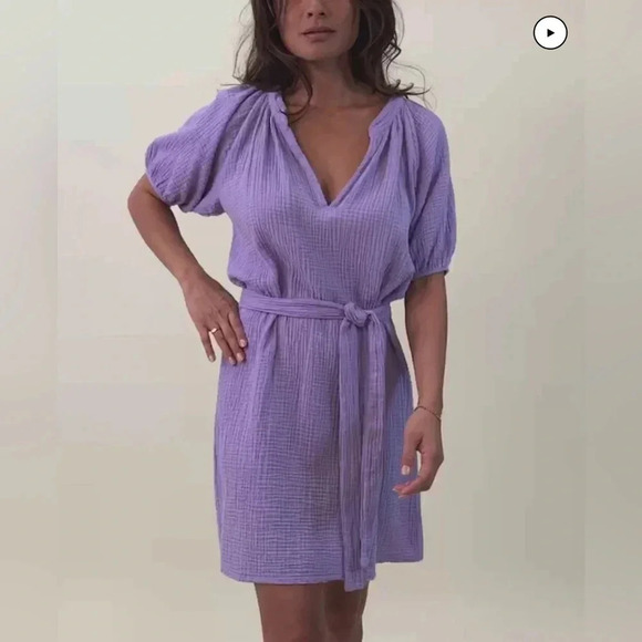 Nation LTD Finley Belted Easy Dress NWT, Lavender Fields, Medium, Made in USA - Picture 3 of 6